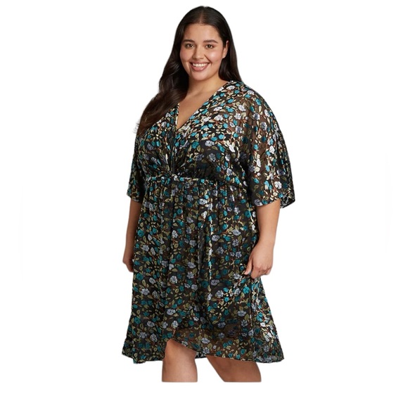 ModCloth Dramatic Depts Velvet Lined Elastic Waist Mock Wrap Dress NWT Medium - Picture 1 of 10